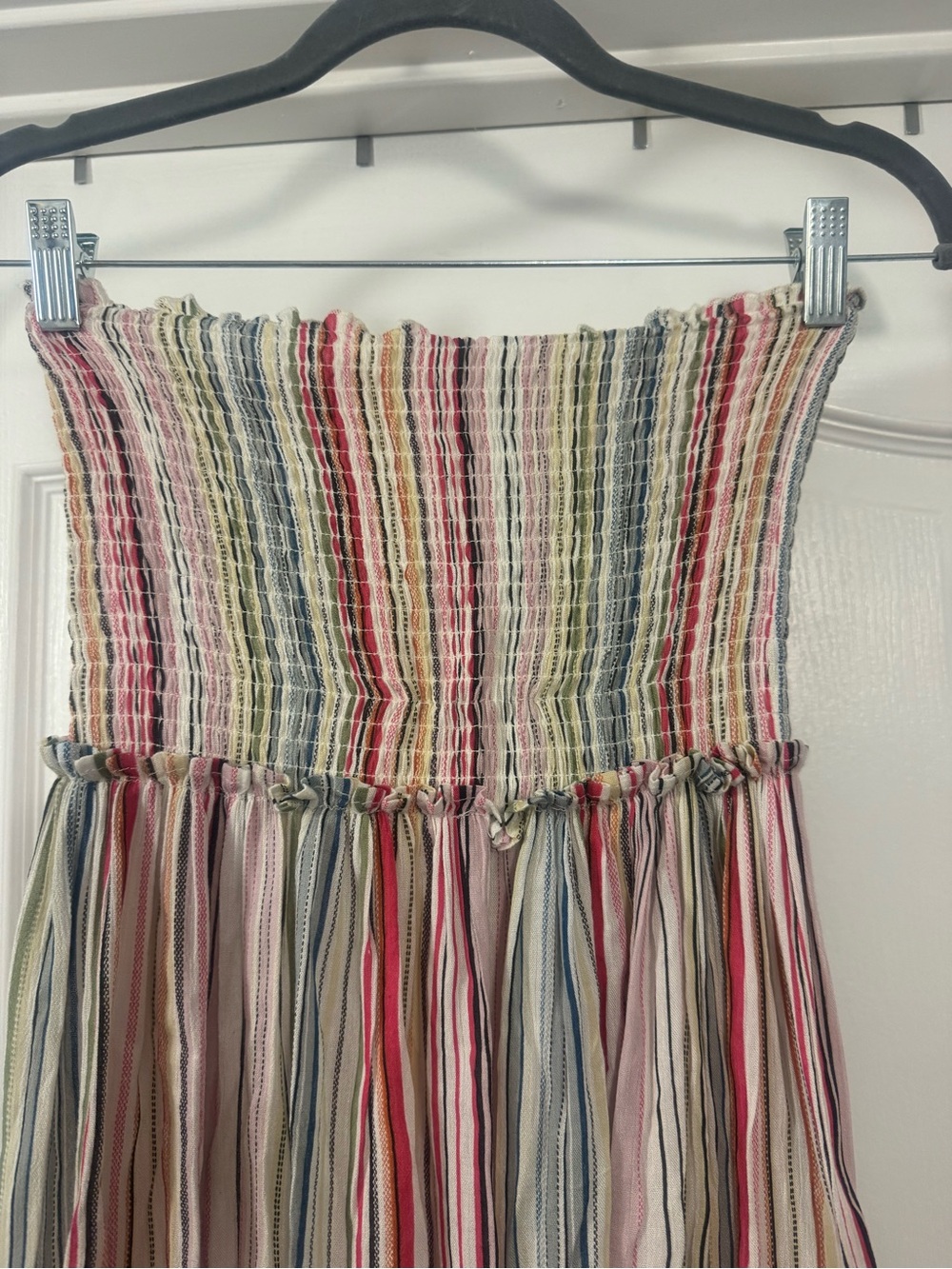 Elan Multicolor Striped Smocked Strapless Dress - Picture 8 of 8